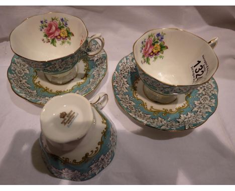 Three cups and two saucers of Royal Albert Enchantment (5). Not available for in-house P&amp;P, contact Paul O'Hea at Mailbox