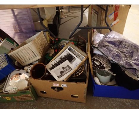 Three boxes of mixed items to include tools, crystal, ceramics etc. Not available for in-house P&amp;P, contact Paul O'Hea at