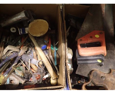 Two boxes of mixed hand tools including planes, chisels etc. Not available for in-house P&amp;P, contact Paul O'Hea at Mailbo