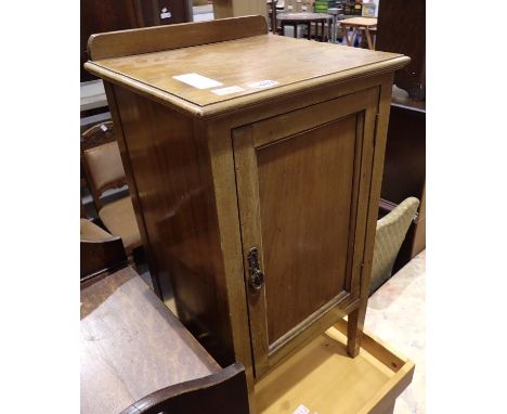 Edwardian single door bedside pot cupboard with one interior shelf, 76 x 42 x 38 cm. Not available for in-house P&amp;P, cont