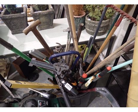 Quantity of mixed gardening tools to include a scythe. Not available for in-house P&amp;P, contact Paul O'Hea at Mailboxes on