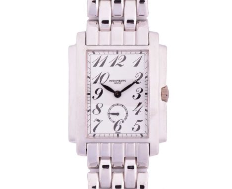 An excellent example of a Patek Phillippe Gondolo 5024-1 in 18ct white gold, with a hand-wound Swiss movement in a 30mm wide 