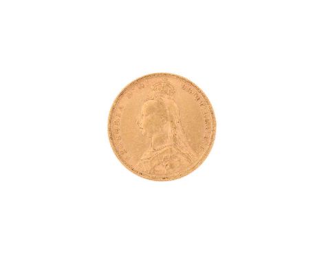 A Queen Victoria full sovereign gold coin, dated 1889, total weight of item 7.9 grams.