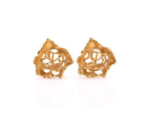 A pair of Amerik K&amp;L gilt abstract earrings, clip fittings, stamped marks, 2.8cms wide