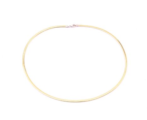 An Aurafin bi-coloured flat snake chain necklace, stamped '14K', approximately measuring 42 cm in length, total weight of ite