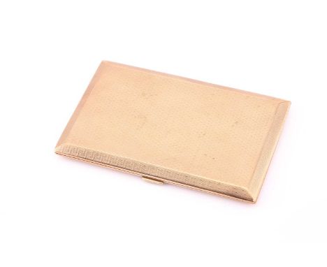 A 9ct gold cigarette case with engine turned decoration within a greek key border, opening to reveal the inscription "Jerry 3
