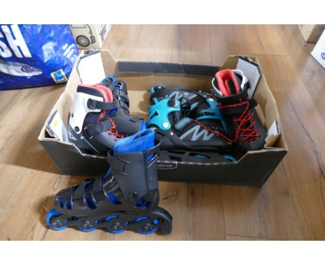 Three pairs of Inline roller skates