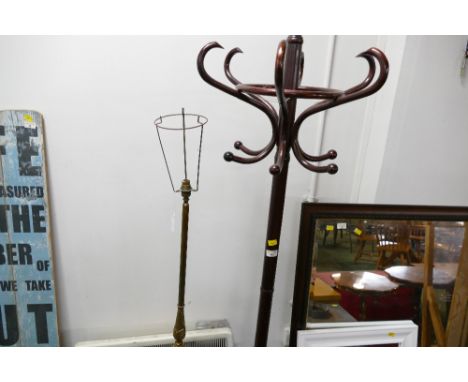 Bentwood coat rack and (WITHDRAWN brass standard lamp) 
