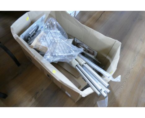 Box of household accessories, hooks, curtain rails, utensil trays etc (many new and unused in packs)