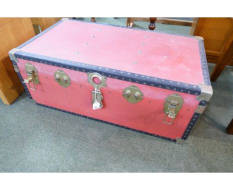 Red vintage travel trunk