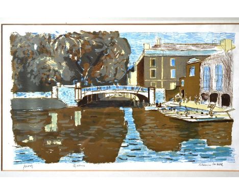 Edwin La Dell (1914-1970) -&nbsp; 'Queens', University of Cambridge, proof lithograph, pencil signed to margin, 39 x 65 cm