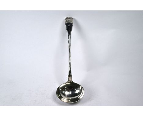 A George IV silver fiddle, thread and shell soup ladle, Eley &amp; Fearn, London 1823, 9.6oz&nbsp; (301g)