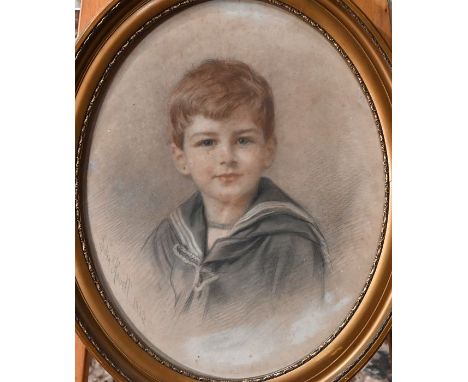 Edmund Havell (1819-1894) - Portrait of a young boy in sailor top, pencil and wash, signed and dated 1883, 47 x 40 cm