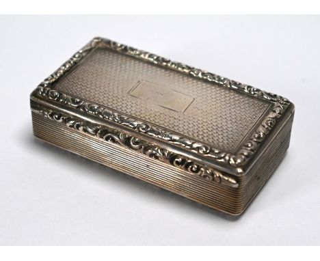 A William IV silver snuff box with engraved decoration and floral chased rims, Taylor &amp; Perry, Birmingham 1831, 2.4oz (75