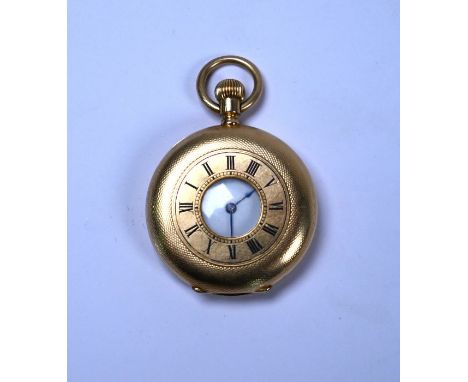 A lady's 18K half hunter fob-watch with engine-turned case and top-wind movement no.258219, watch no. 11710, by Klaftenberger