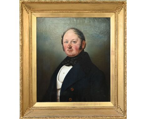 19th century English school - Portrait of a gentleman with black cravat, oil on canvas, 62 x 54 cmSurface crackelure but stab