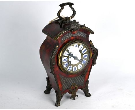 Camerer Kuss &amp; Co, London, a gilt mounted tortoiseshell 8-day two train mantel clock, 27 cm h o/all&nbsp;movement tight b