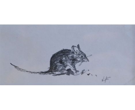 Lesley Fotherby (b 1946) - 'Little mouse', pencil, signed with initials, 5 x 11.5 cmIll - Lesley Fotherby, Cats: Drawing and 