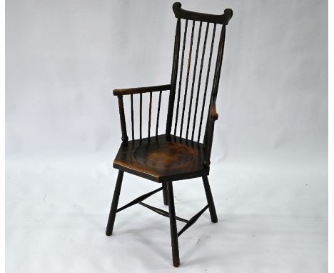 A Liberty &amp; Co. 'Quaint Furniture range' beech stick back chair, stamped '1365' to the underside
