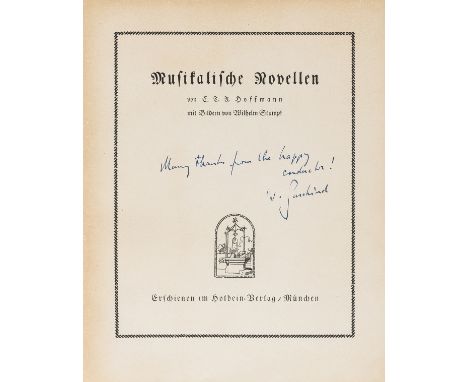 NO RESERVE Opera.- Hoffmann (Ernst Theodor Amadeus) Musikalische Novellen, autographed by many British opera stars, including