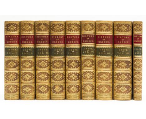 Greece.- Grote (George) A History of Greece, 8 vol. in 9, frontispiece, faint foxing to first and last few leaves, 9 linen ba