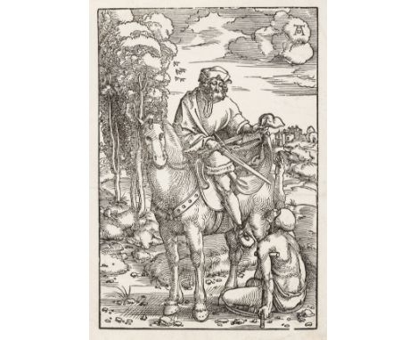 Old master print.- Baldung Grien (Hans) St Martin on Horseback, woodcut on laid paper with watermark of double-headed eagle [