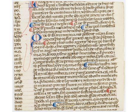 Medieval fragments.- 6 cut fragments from a work on ?church law, manuscript in Latin, on vellum, in an attractive rounded got