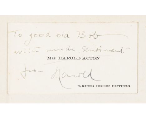 NO RESERVE Byron (Robert).- Arlington (L.C.) &amp; Harold Acton, translators &amp; editors. Famous Chinese Plays, inscribed b