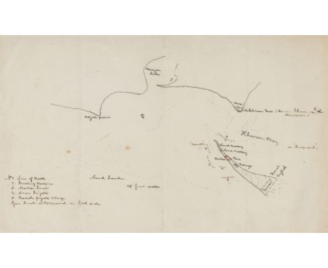 First use of Ironclad Warships.- Battle of Kinburn, manuscript pen and ink plan of the battle, small tears starting along fol