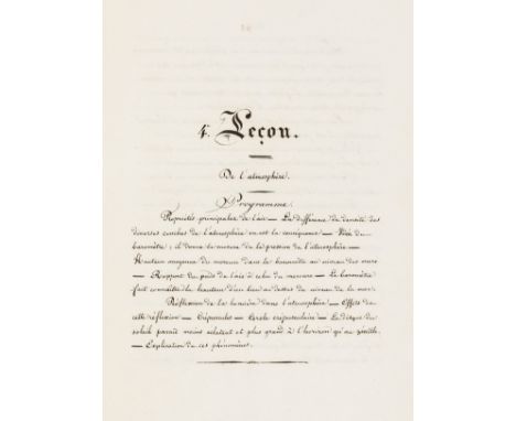 NO RESERVE Cosmography.- [Cours de Cosmographie], (title from spine), manuscript in French, 439pp., slightly browned, origina