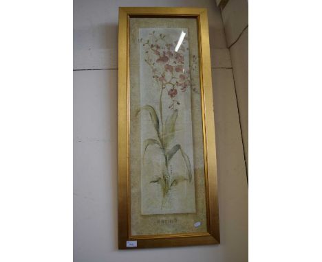 MODERN COLOURED PRINT OF AN ORCHID, GILT FRAMED