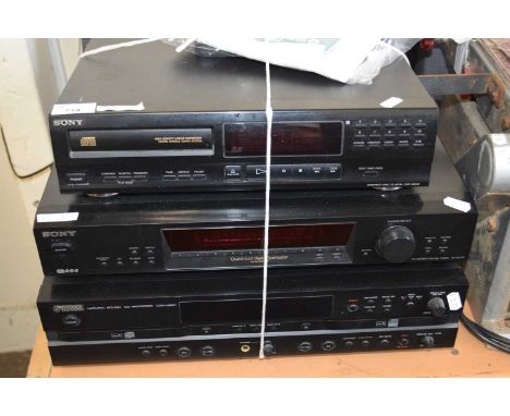 MIXED LOT COMPRISING SONY COMPACT DISC PLAYER, CDP-M302, SONY QUARTZ DIGITAL SYNTHESIZER, TUNER ST-SE370 AND YAMAHA NATURAL S