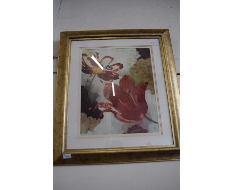 MODERN COLOURED FLORAL PRINT IN GILT FRAME