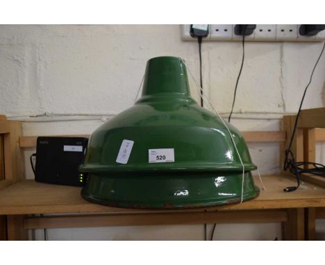 PAIR OF GREEN ENAMEL INDUSTRIAL LAMPSHADES
