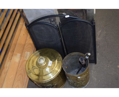 COAL BUCKET, SPARK GUARD, FIRE TOOLS ETC