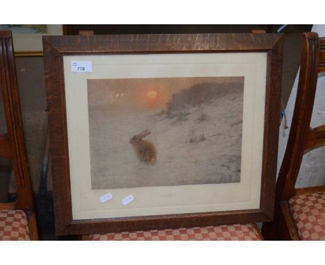 AFTER A. WECZERZICK 'LONELY', COLOURED PRINT, F/G