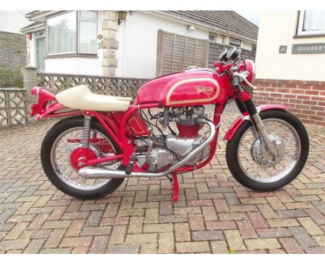 A 1971 Norton Triton Red Devil, registration number 8515 ET, red. This Red Devil has a Norton featherbed, wideline frame and 
