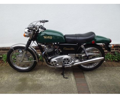 A 1972 Norton Commando 750, registration number MGY 723L, frame number 150560, engine number 150560, green. Norton's Commando