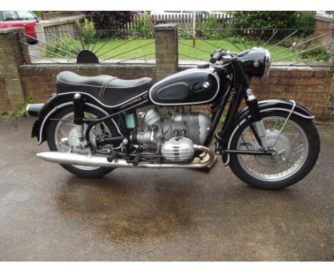 A 1959 BMW R50, registration number 425 MPA, frame number 561072, engine number 561072, black. This matching numbers R50 has 
