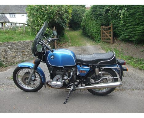 A 1978 BMW R100/7, registration number WHK 734S, frame number 6045 399, engine number 6045 399, blue. This BMW is the second 