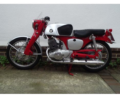 A 1965 Honda CB92E Benly Super Sports, registration number CRU 569C, frame number CB92B-33103294, engine number CB92-3103248,