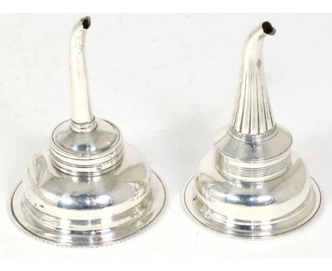 Two George III silver wine funnels, the first mark of Wiliam Allen, London 1802, the spout part marked and proabbly associate