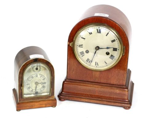 A mantle clock in arched case together with another smaller example marked Sorley, Glasgow (2)