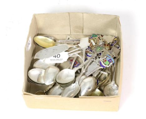 A group of silver and enamel souvenir spoons 13.8ozt
