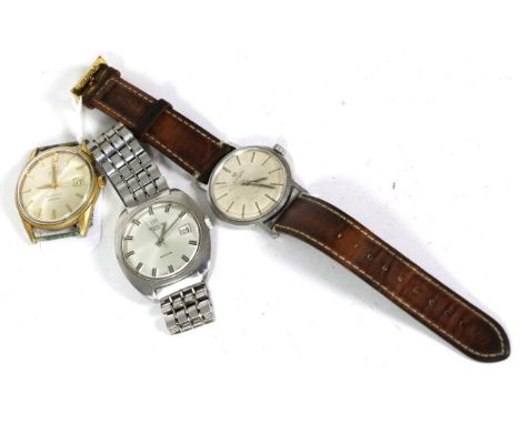 Three gents wristwatches, signed Tissot, Seastar, two with mechanical manual wind movements and the plated cased wristwatch i