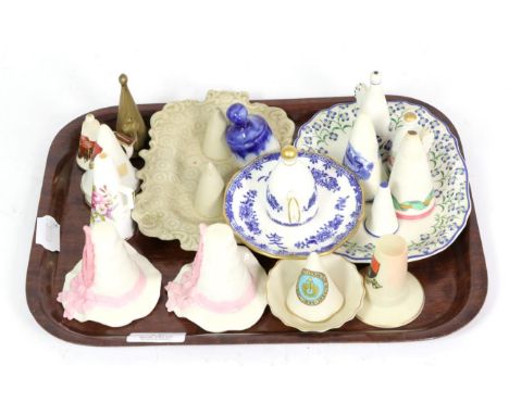 Group of candle snuffers, including a Minton snuffer with butterfly handle, on a stand, 7.5cm; and eleven modern Royal Worces