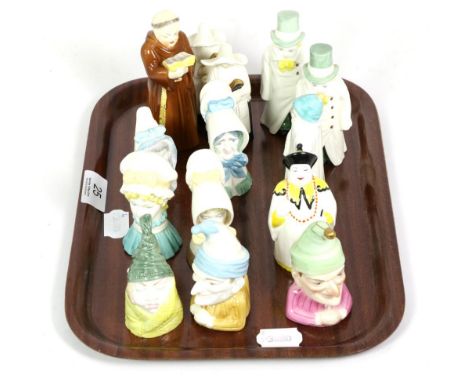 Fourteen 1970's Royal Worcester candle snuffers, including Mandarin, Punch, Mr and Mrs Caudle, Young Girl, Mob Cap, Toddie, O
