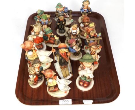 A collection of seventeen Goebel Hummel figures including a model skiing 