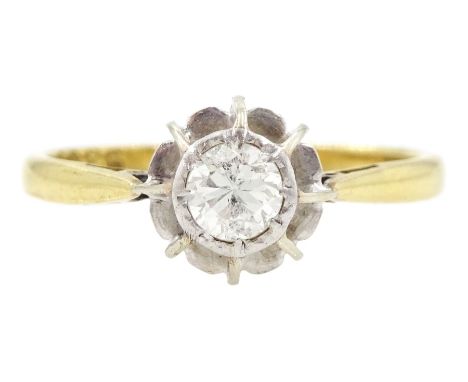 Gold single stone transitional cut diamond ring, stamped 18ct Plat, diamond approx 0.25 caratCondition Report:Approx 2.4gm, s