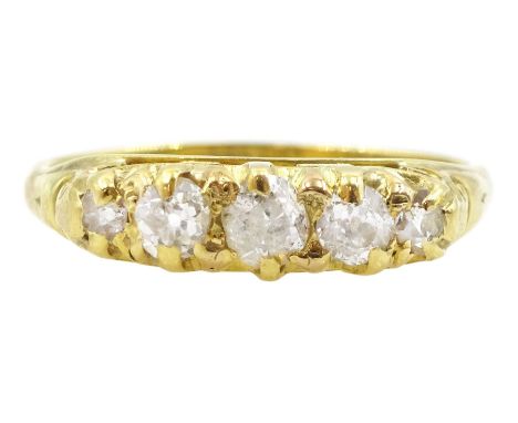 Early 20th century 18ct gold five stone old cut diamond ring, stamped, total diamond weight approx 0.50 caratCondition Report